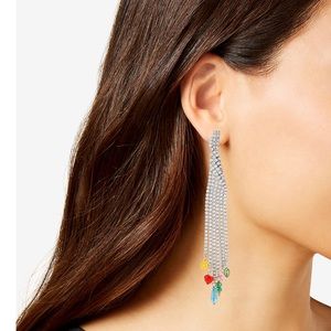 INC silver tone fringe earrings NWT